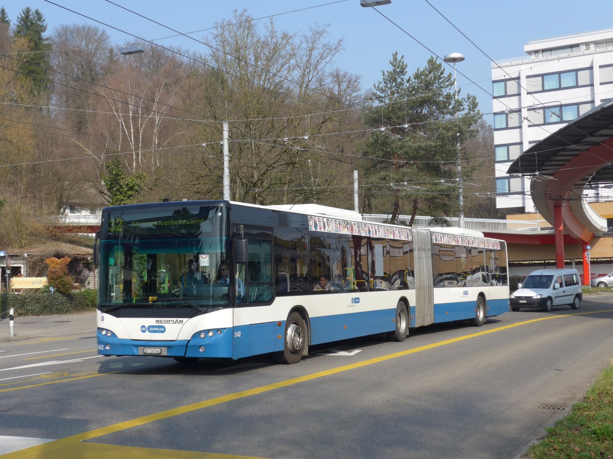 (159'384) - VBZ Zrich - Nr. 542/ZH 730'542 - Neoplan am 19. Mrz 2015 in Zrich, Bucheggplatz