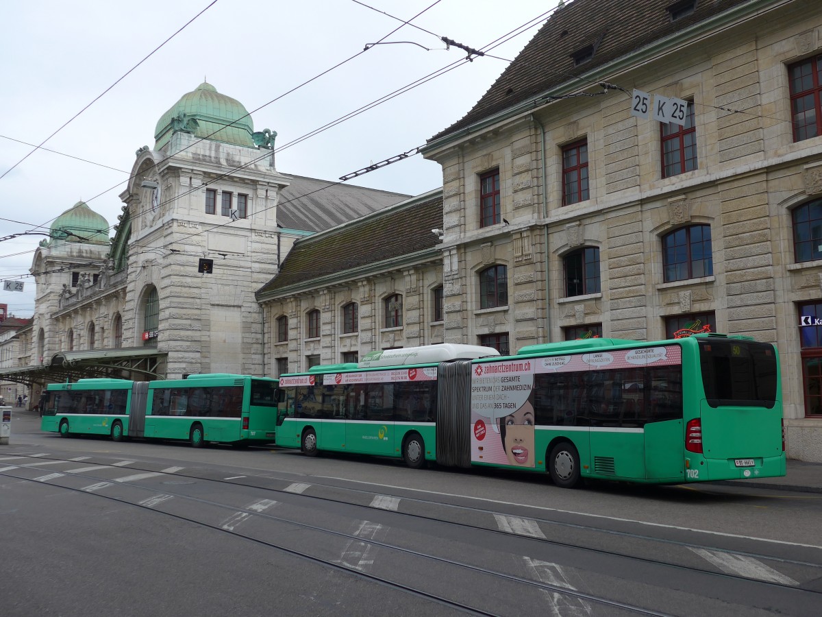 (159'716) - BVB Basel - Nr. 702/BS 6661 - Mercedes am 11. April 2015 beim Bahnhof Basel