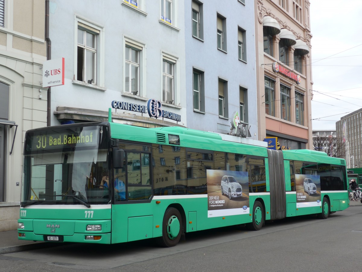 (159'733) - BVB Basel - Nr. 777/BS 3277 - MAN am 11. April 2015 beim Bahnhof Basel