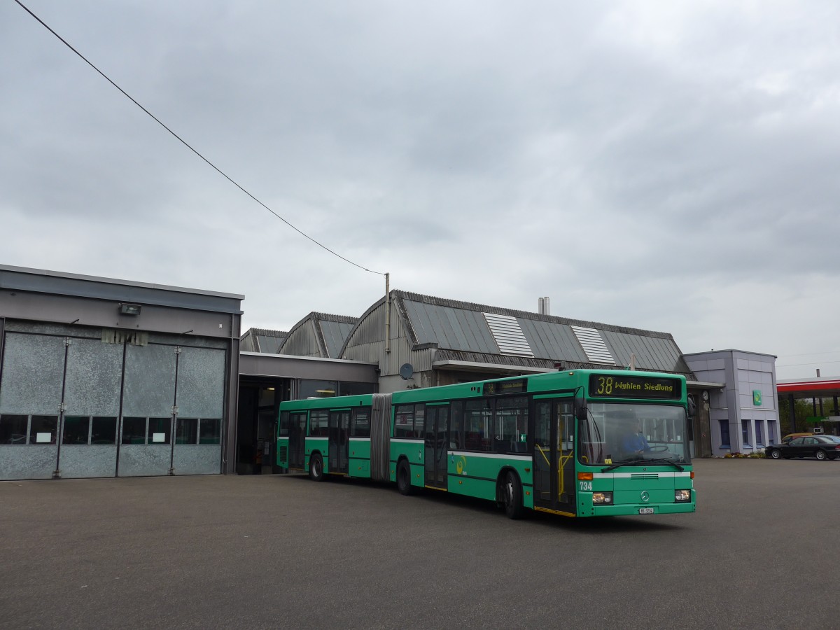 (159'751) - BVB Basel - Nr. 734/BS 3234 - Mercedes (ex VAG Freiburg/D Nr. 933) am 11. April 2015 in Basel, Garage Rankstrasse