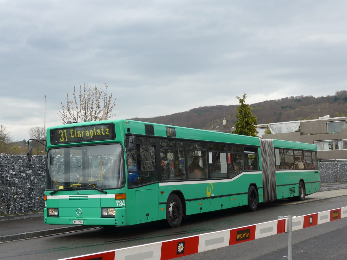 (159'812) - BVB Basel - Nr. 734/BS 3234 - Mercedes (ex VAG Freiburg/D Nr. 933) am 11. April 2015 in Riehen, Hrnli