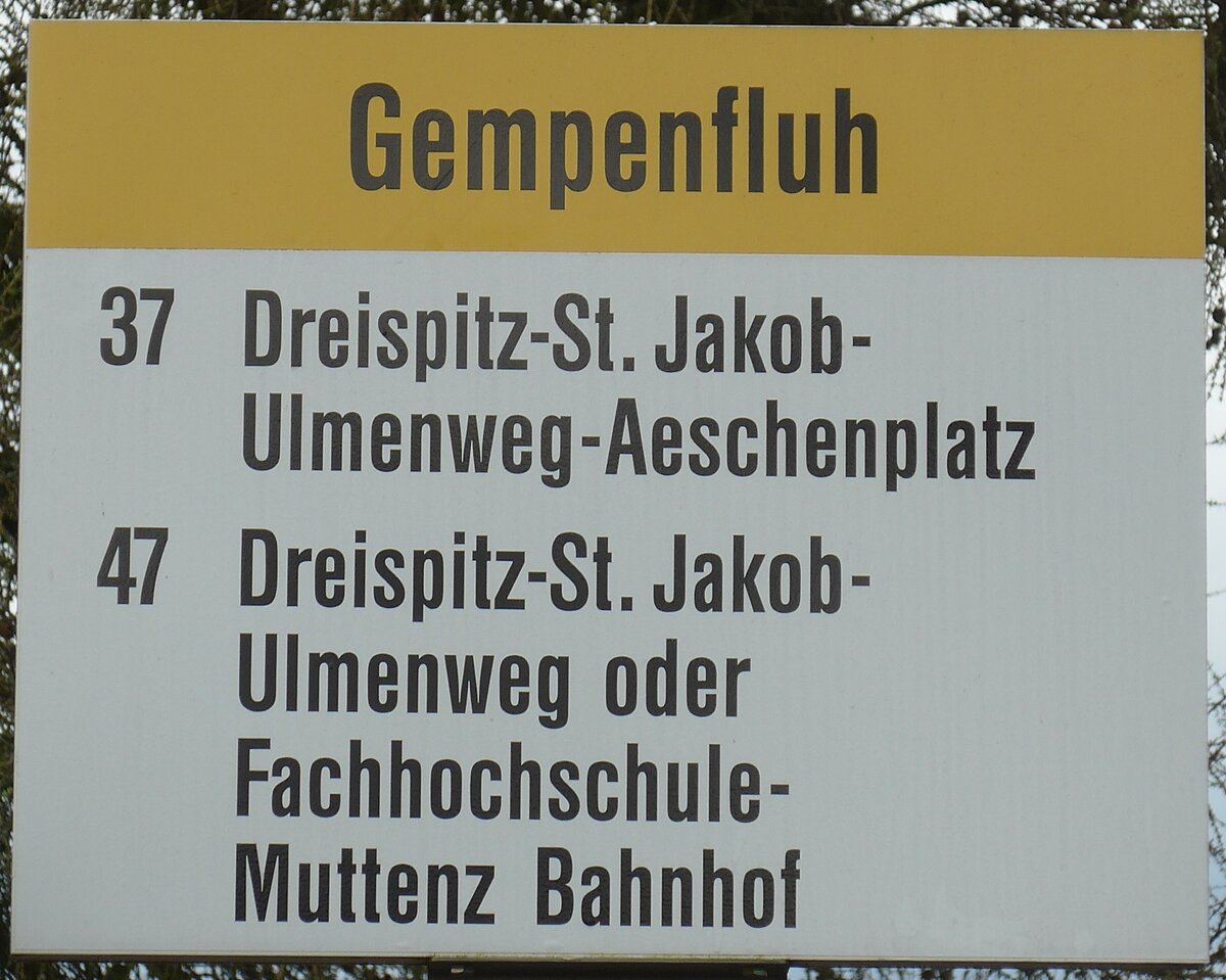 /159'841) - BLT-Haltestellenschild - Gempen, Gempenfluh - am 11. April 2015