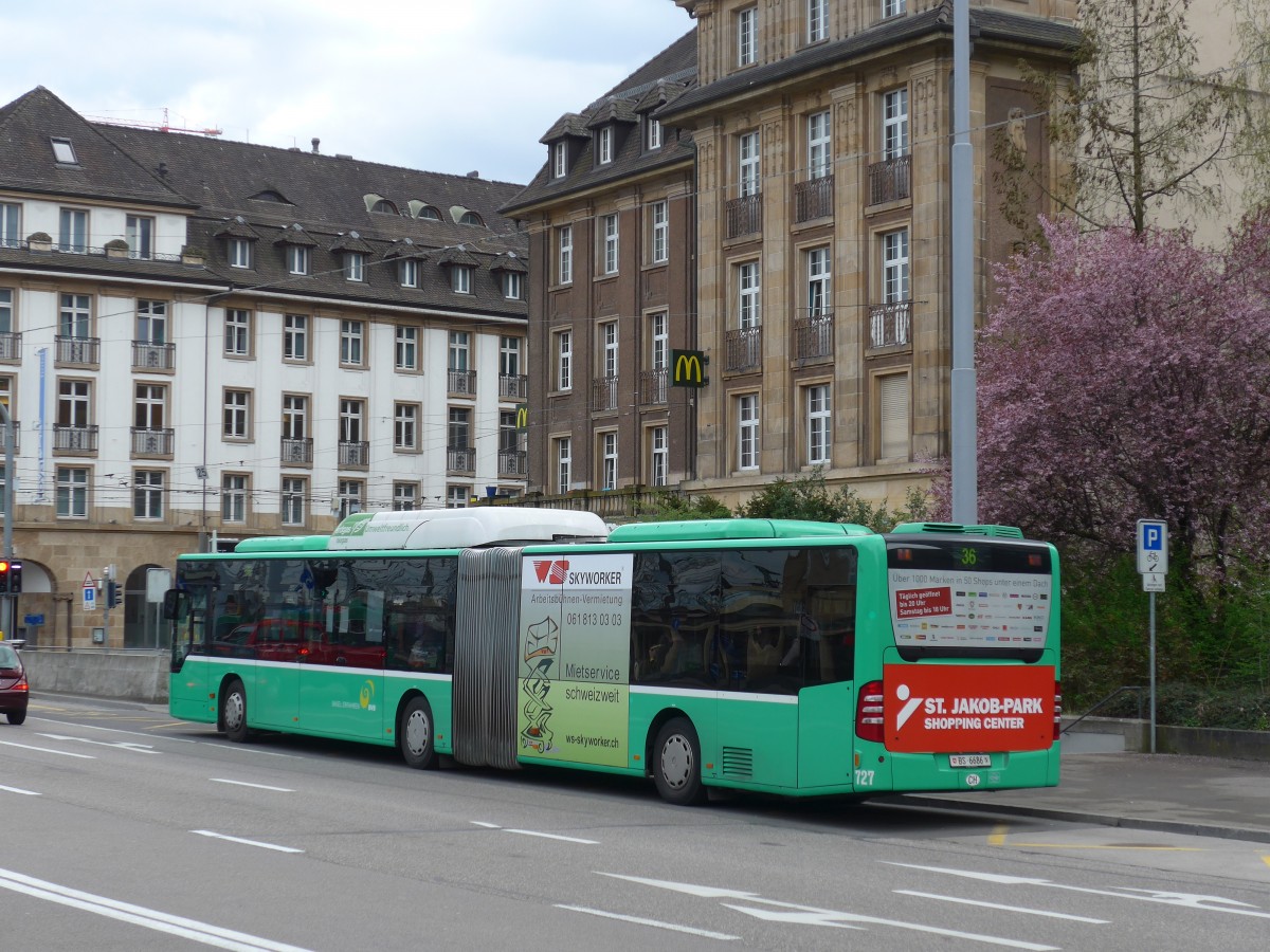 (159'850) - BVB Basel - Nr. 727/BS 6686 - Mercedes am 11. April 2015 in Basel, Badischer Bahnhof