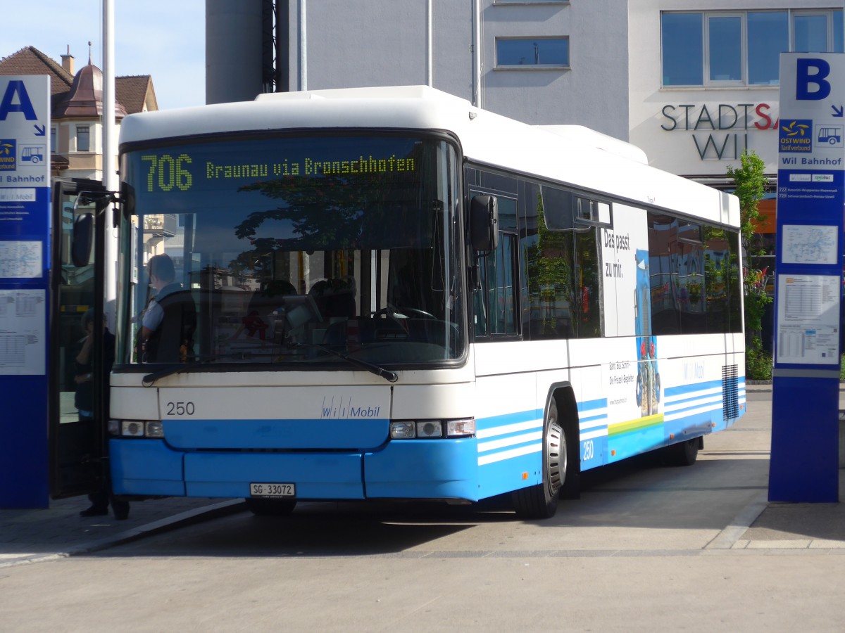 (160'179) - WilMobil, Wil - Nr. 250/SG 33'072 - Volvo/Hess (ex BOS Wil Nr. 21) am 8. Mai 2015 beim Bahnhof Wil