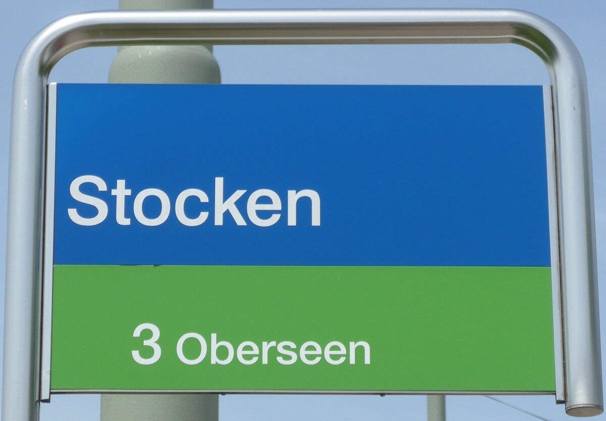 (161'632) - SBW-Haltestellenschild - Winterthur, Stocken - am 31. Mai 2015