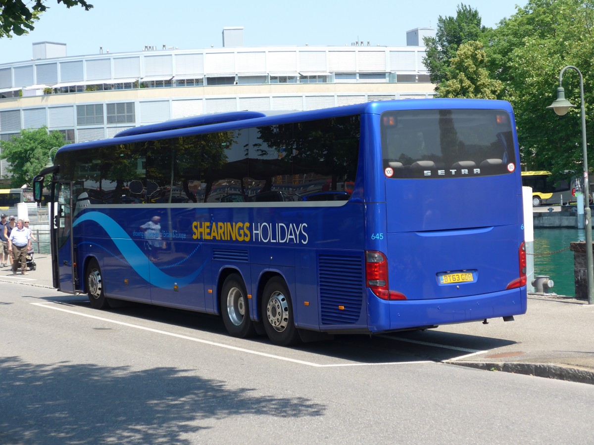 (162'911) - Aus England: Shearings, Wigan - Nr. 645/BT63 GDO - Setra am 2. Juli 2015 bei der Schifflndte Thun