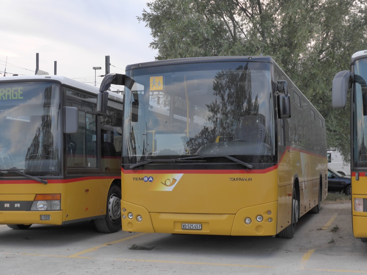 (163'055) - CarPostal Ouest - VD 525'457 - Temsa am 12. Juli 2015 in Yverdon, Garage