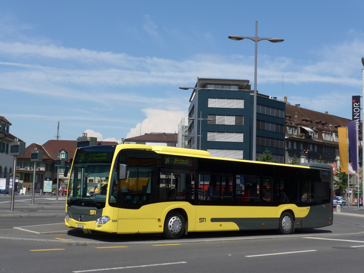 (163'119) - STI Thun - Nr. 180/BE 752'180 - Mercedes am 22. Juli 2015 beim Bahnhof Thun