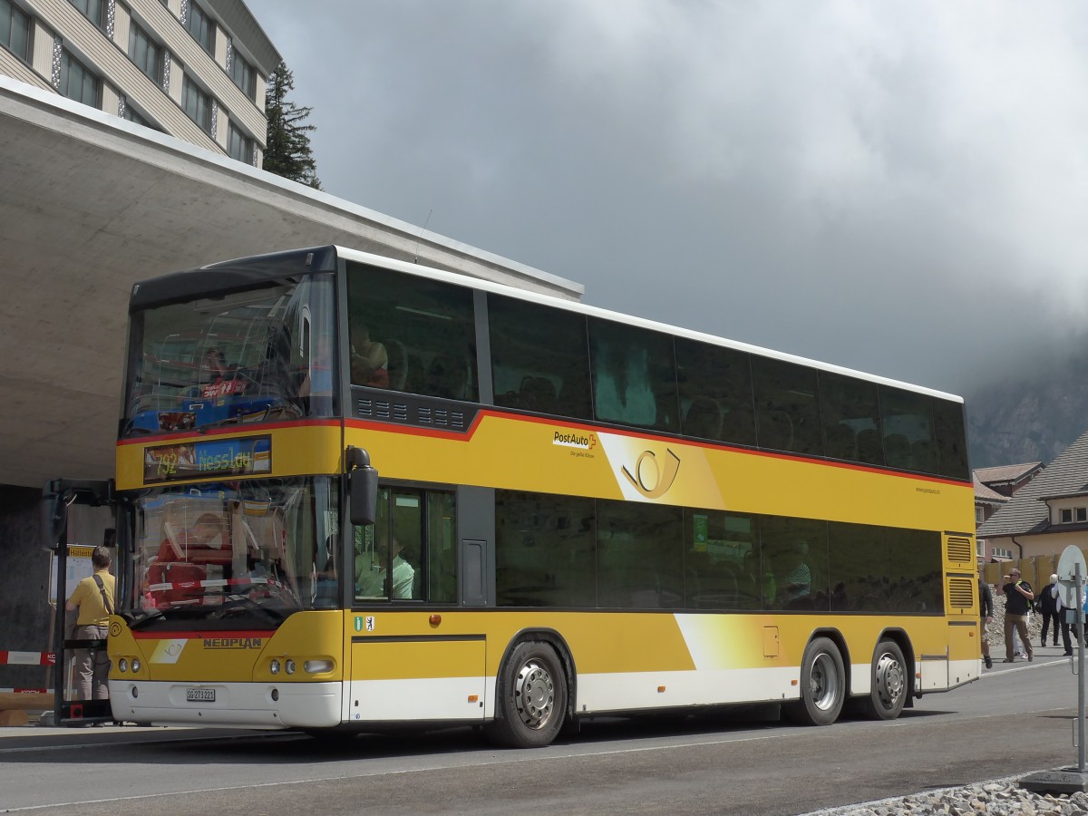 (163'246) - PostAuto Ostschweiz - SG 273'221 - Neoplan (ex P 27'020) am 2. August 2015 in Schwgalp, Sntis-Schwebebahn