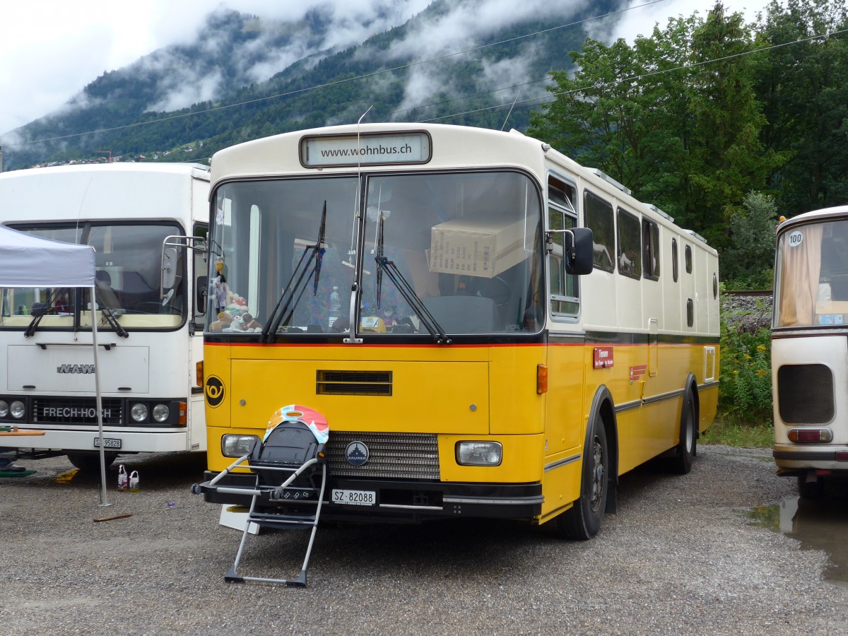 (163'512) - Aus der Schweiz: Tiemann, Illnau - Nr. 12/SZ 82'088 - Saurer/R&J (ex Privat; ex Tschannen, Zofingen Nr. 12) am 16. August 2015 in Schaan, Wohnbustreffen