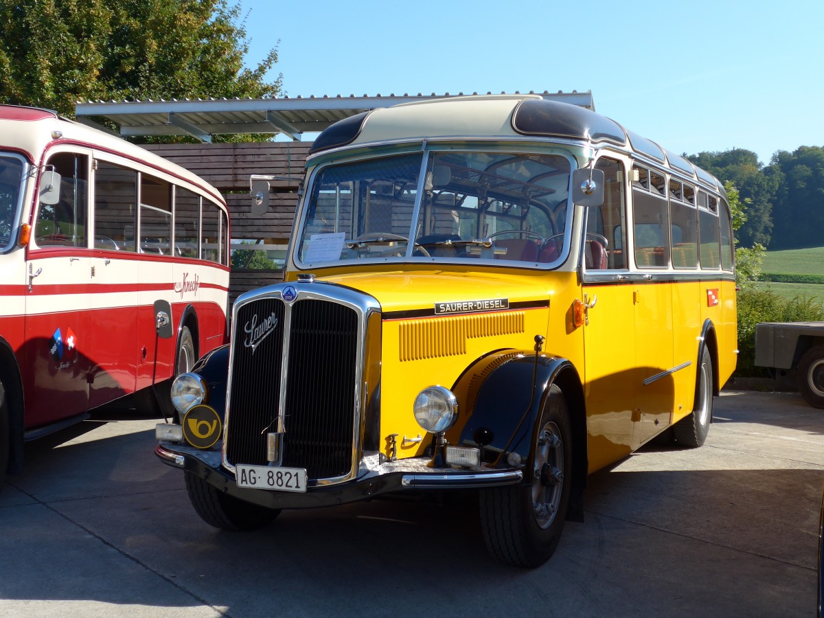 (163'900) - Dubach, Walde - AG 8821 - Saurer/Krapf (ex Nr. 1; ex Bearth, Brigels Nr. 1; ex P 22'060; ex Tscharner, Thusis) am 29. August 2015 in Oberkirch, CAMPUS Sursee