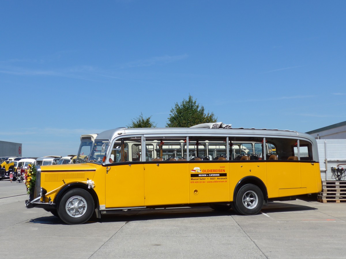 (164'163) - Suter, Herznach - AG 29'132 - Saurer/Tscher (ex Geissmann, Hgglingen; ex P 23'070) am 29. August 2015 in Oberkirch, CAMPUS Sursee