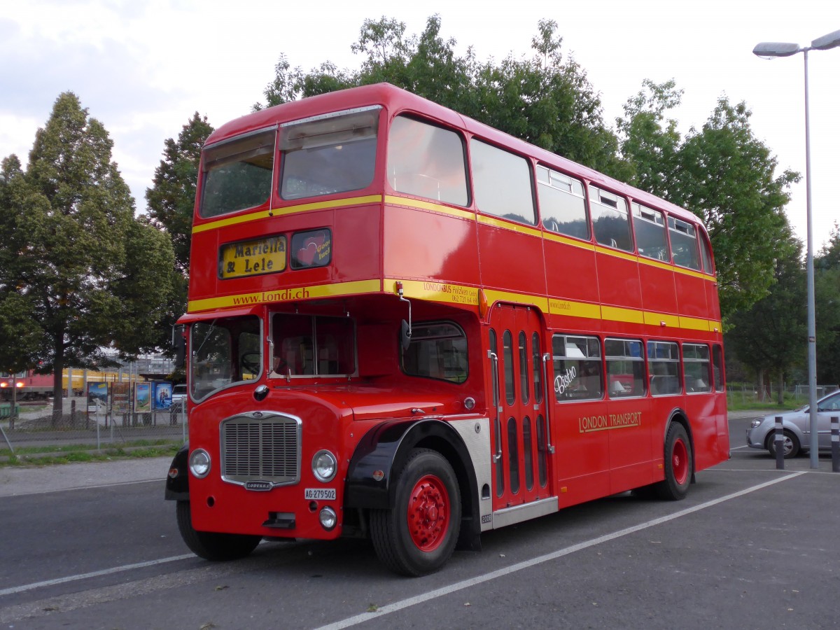 (164'368) - Londonbus, Holziken - AG 279'502 - Lodekka (ex Londonbus) am 1. September 2015 in Thun, Seestrasse