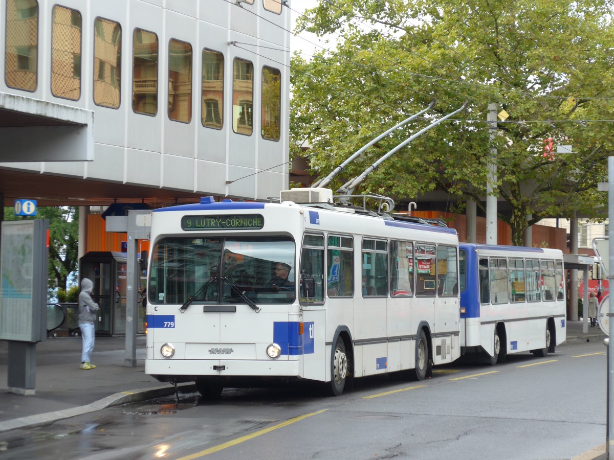 (165'101) - TL Lausanne - Nr. 779 - NAW/Lauber Trolleybus am 18. September 2015 in Lausanne, Chauderon