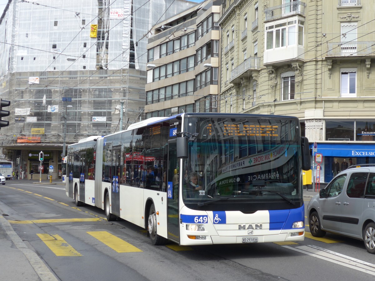 (165'112) - TL Lausanne - Nr. 649/VD 293'836 - MAN am 18. September 2015 in Lausanne, Bel-Air