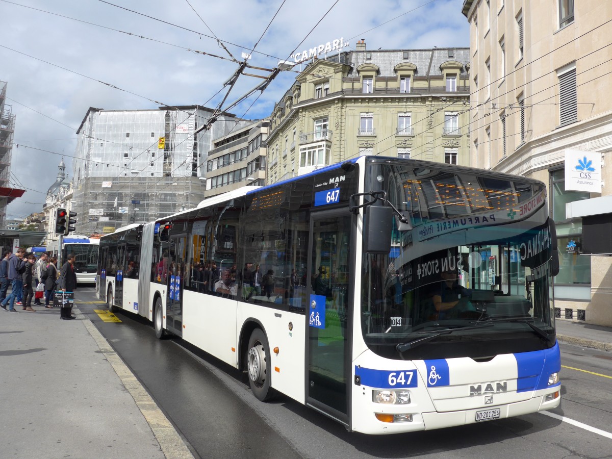 (165'114) - TL Lausanne - Nr. 647/VD 201'254 - MAN am 18. September 2015 in Lausanne, Bel-Air