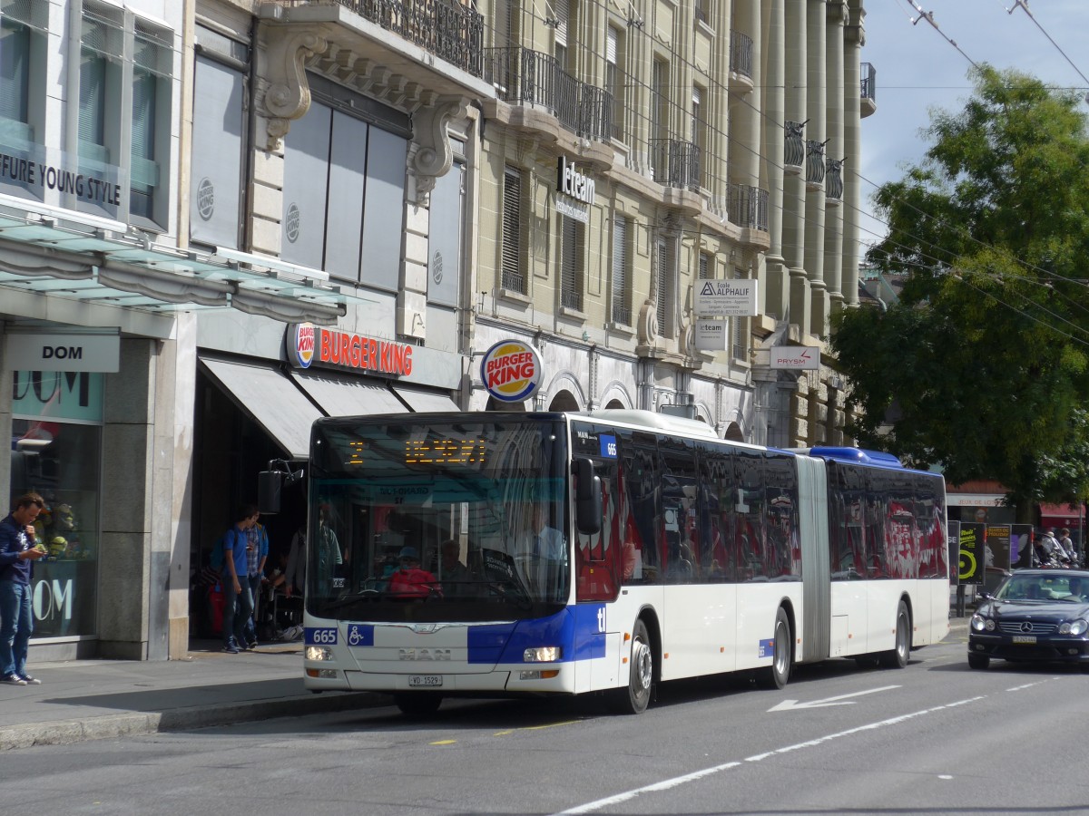 (165'130) - TL Lausanne - Nr. 665/VD 1529 - MAN am 18. September 2015 in Lausanne, Bel-Air