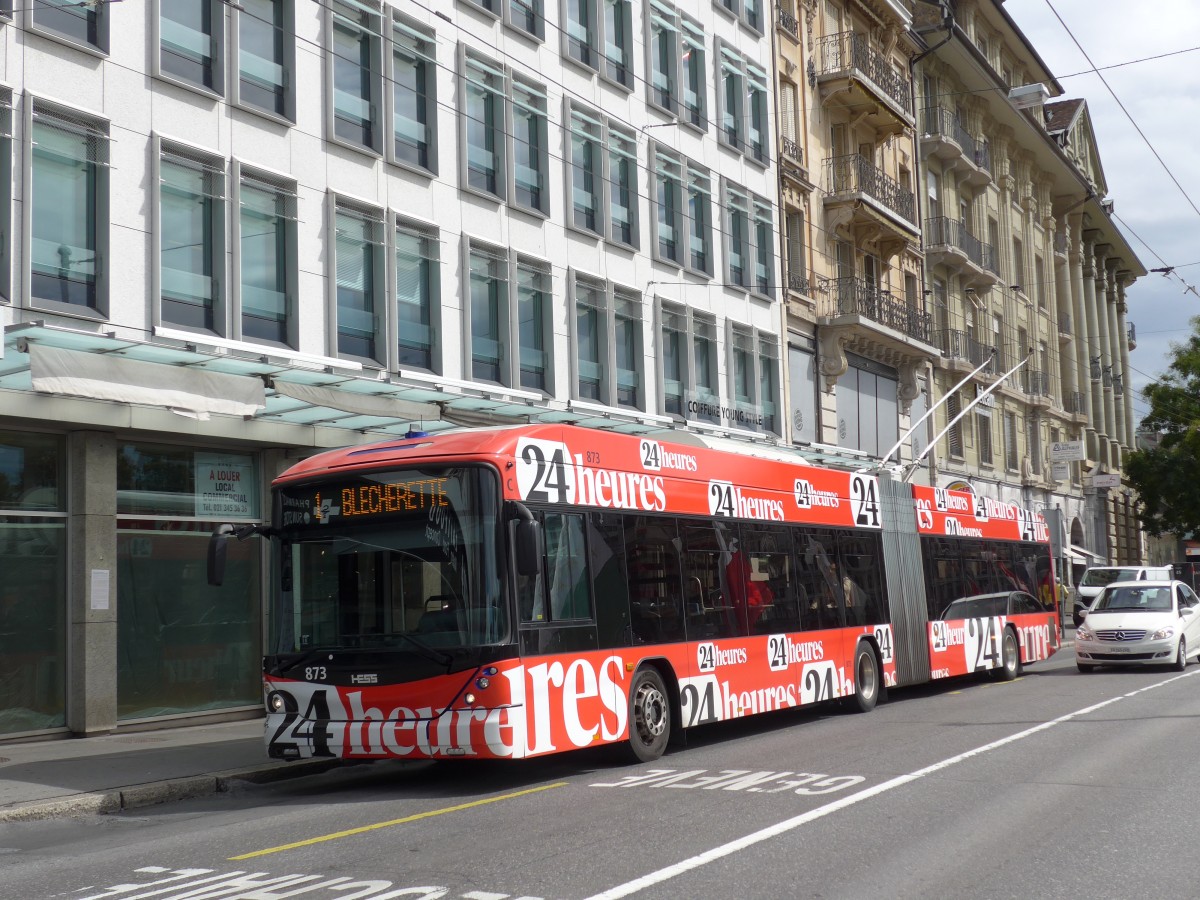 (165'150) - TL Lausanne - Nr. 873 - Hess/Hess Gelenktrolleybus am 18. September 2015 in Lausanne, Bel-Air