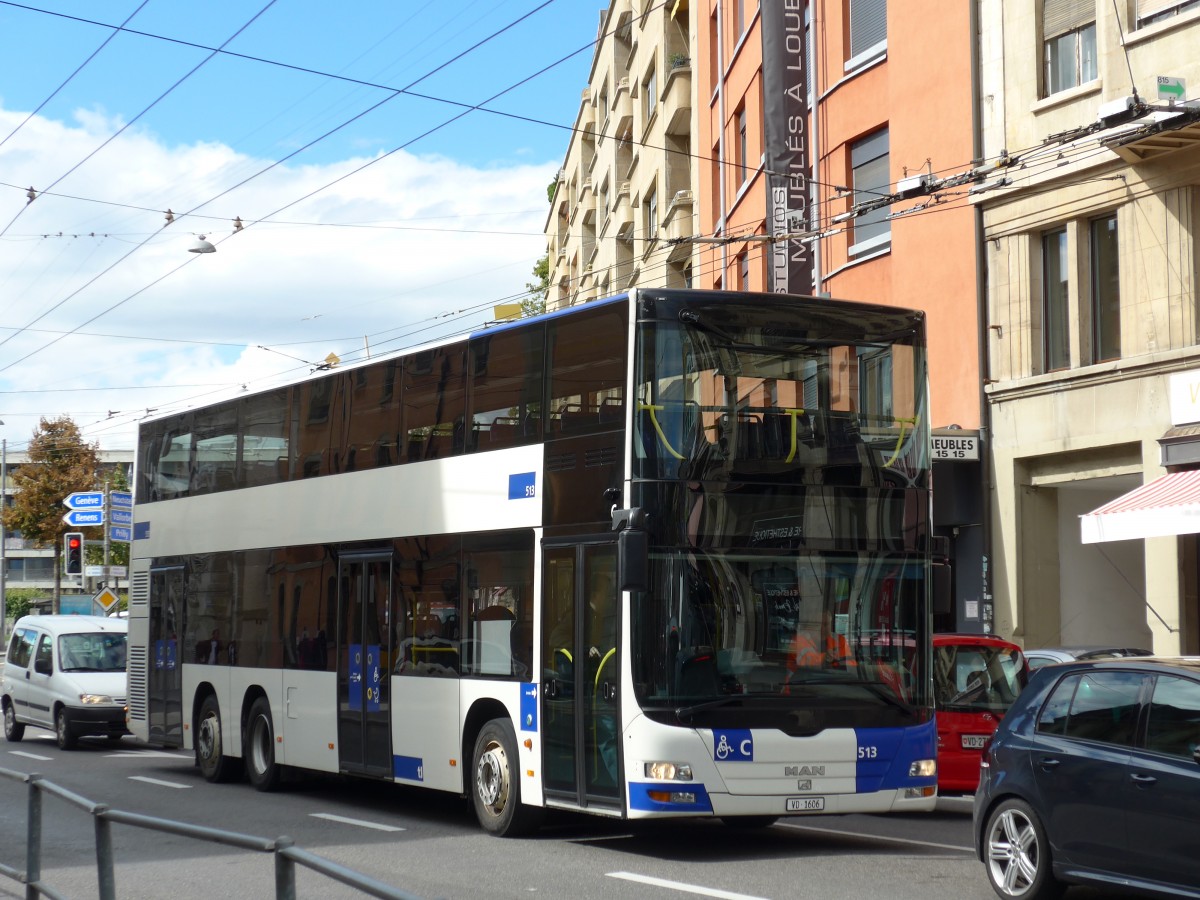 (165'173) - TL Lausanne - Nr. 513/VD 1606 - MAN am 18. September 2015 in Lausanne, Chauderon