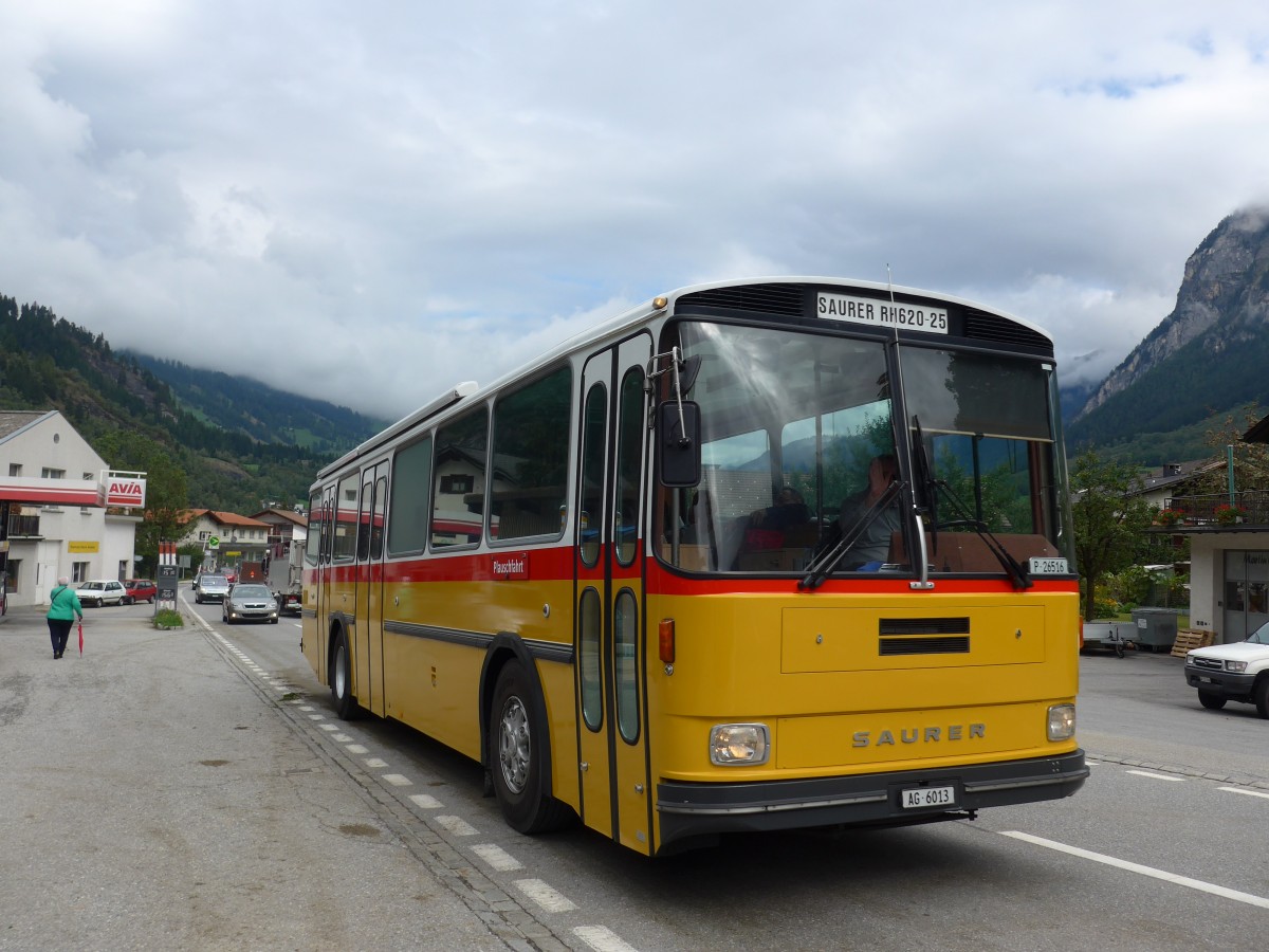 (165'411) - Gloor, Staufen - AG 6013 - Saurer/Hess (ex ALMAT, Tagelswangen; ex P 26'516) am 19. September 2015 in Andeer, Tgavugl