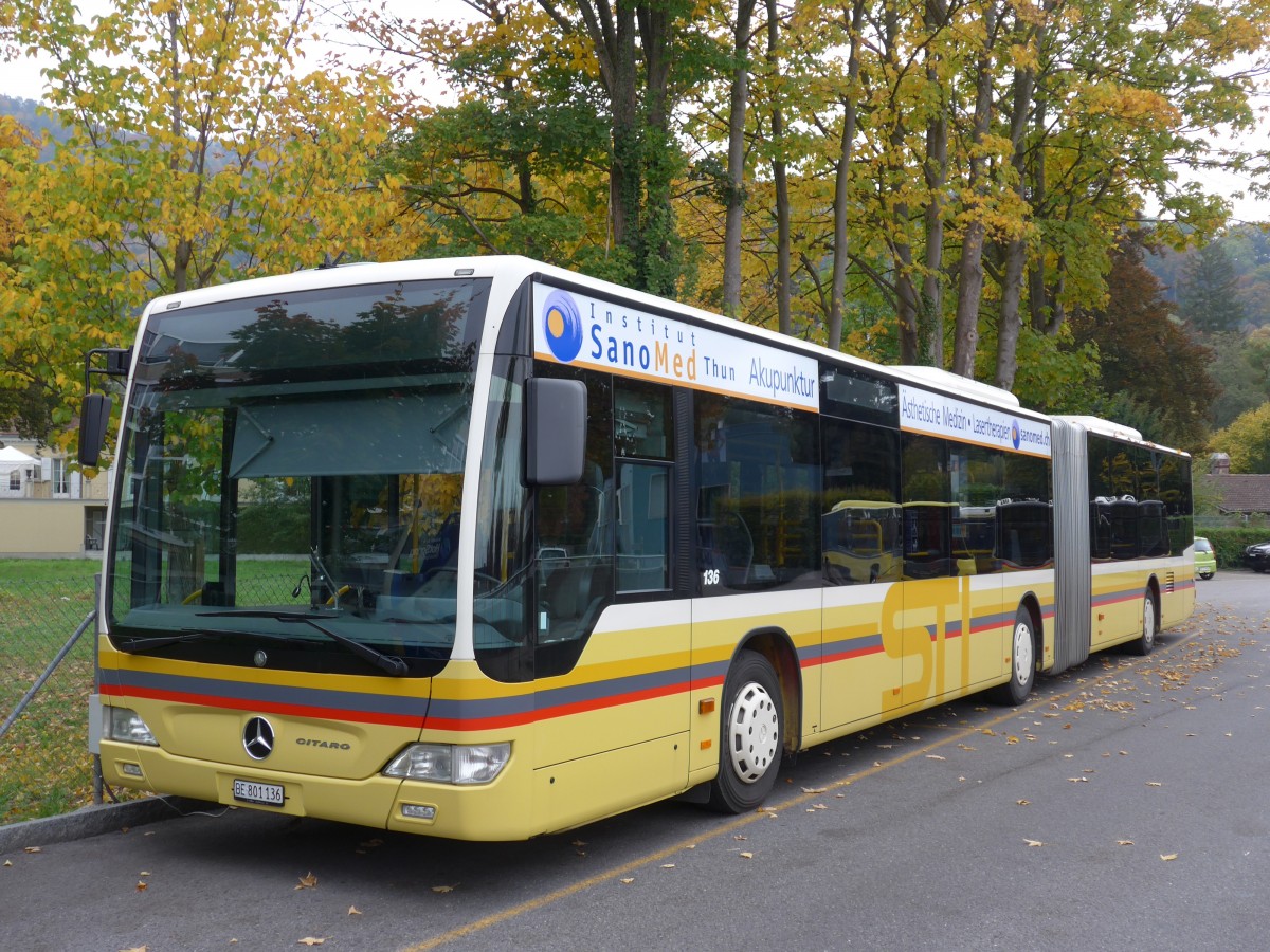 (166'244) - STI Thun - Nr. 136/BE 801'136 - Mercedes am 13. Oktober 2015 bei der Schifflndte Thun