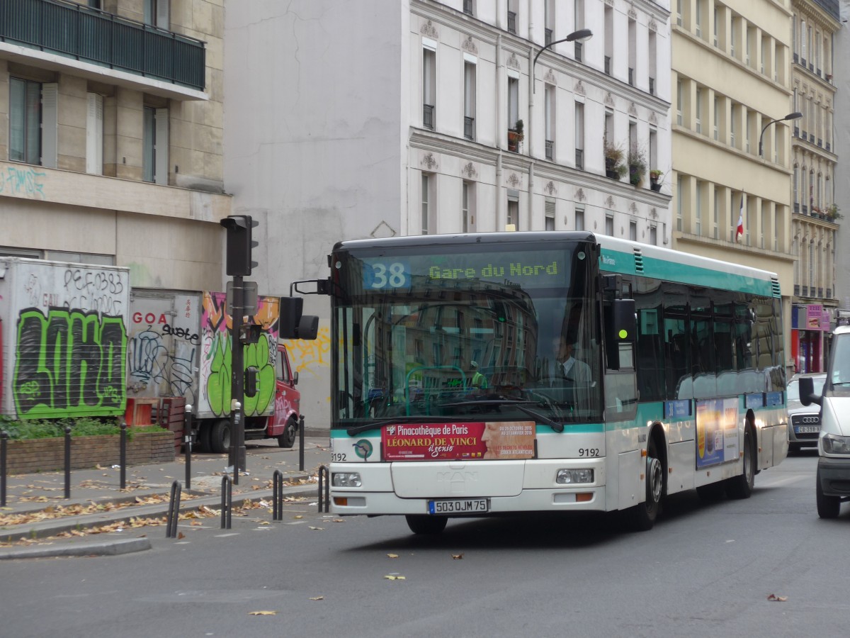 (166'870) - RATP Paris - Nr. 9192/503 QJM 75 - MAN am 16. November 2015 in Paris, Stalingrad