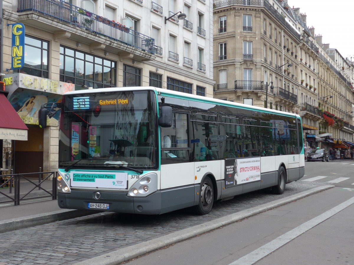 (167'132) - RATP Paris - Nr. 3718/AH 246 DJ - Irisbus am 17. November 2015 in Paris, Pigalle