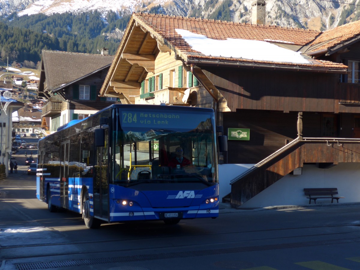 (168'049) - AFA Adelboden - Nr. 54/BE 611'056 - Neoplan (ex VBZ Zrich Nr. 243) am 27. Dezember 2015 beim Bahnhof Lenk