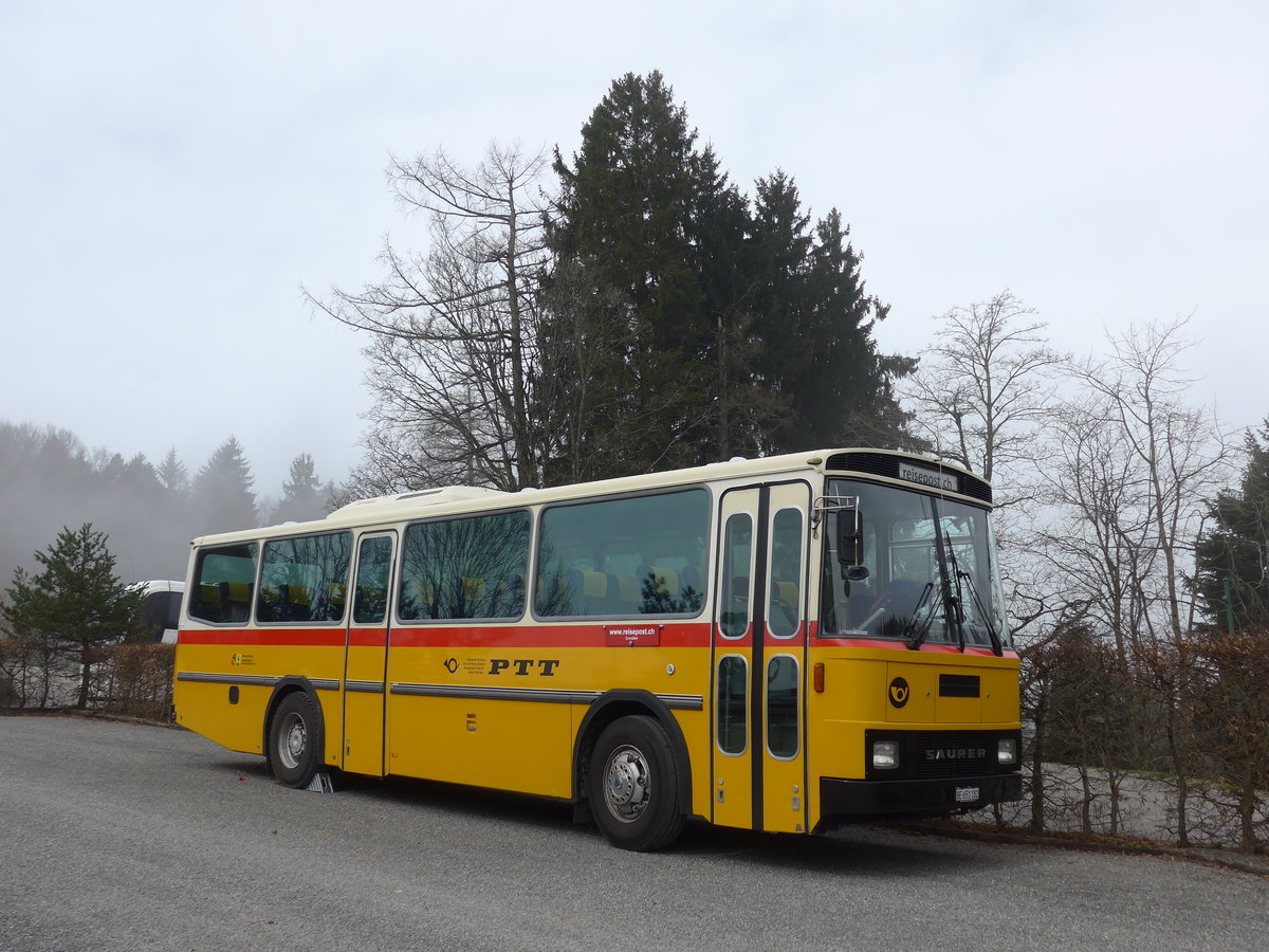(169'653) - Bernair, Mnsingen - BE 651'182 - Saurer/Tscher (ex Schebath, Lauerz; ex Albin, Fllanden; ex Heim, Flums) am 2. April 2016 in Teufen, Restaurant Waldegg