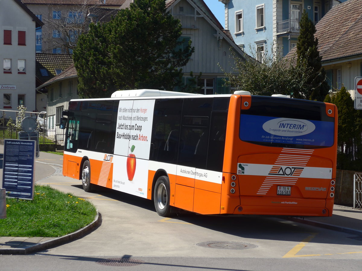 (169'952) - AOT Amriswil - Nr. 3/TG 116'583 - Neoplan am 12. April 2016 beim Bahnhof Romanshorn