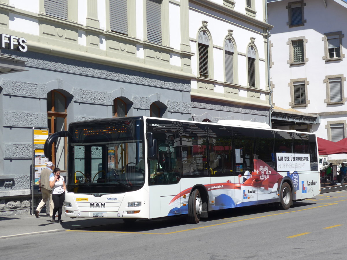 (173'671) - PostAuto Wallis - VS 449'117 - MAN am 7. August 2016 beim Bahnhof Brig