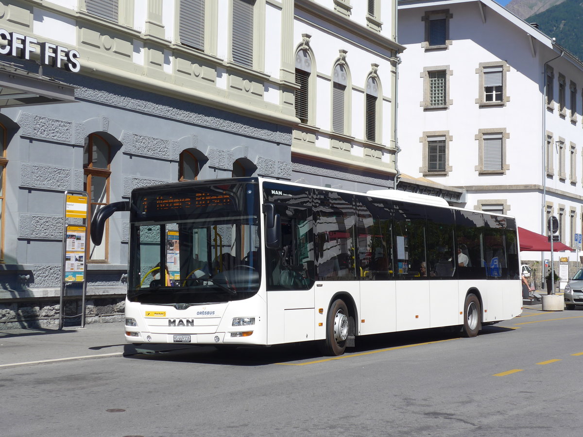 (173'674) - PostAuto Wallis - VS 449'116 - MAN am 7. August 2016 beim Bahnhof Brig