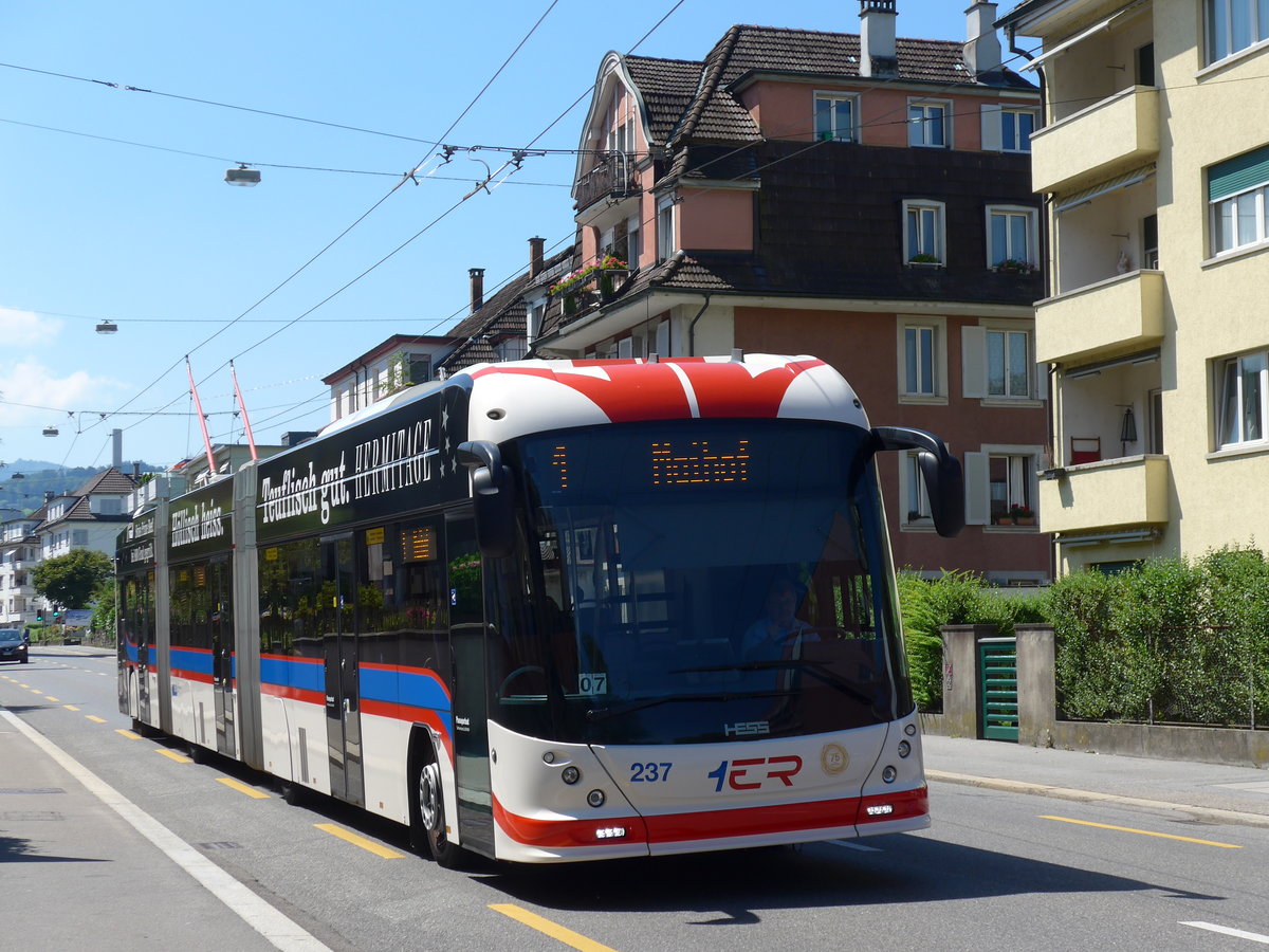 (173'787) - VBL Luzern - Nr. 237 - Hess/Hess Doppelgelenktrolleybus am 8. August 2016 in Luzern, Maihof