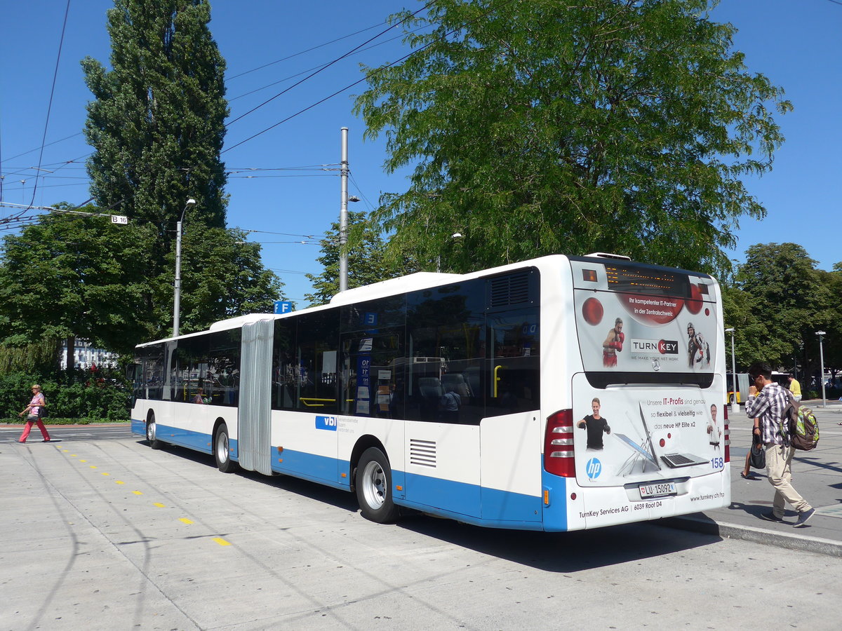 (173'861) - VBL Luzern - Nr. 158/LU 15'082 - Mercedes am 8. August 2016 beim Bahnhof Luzern