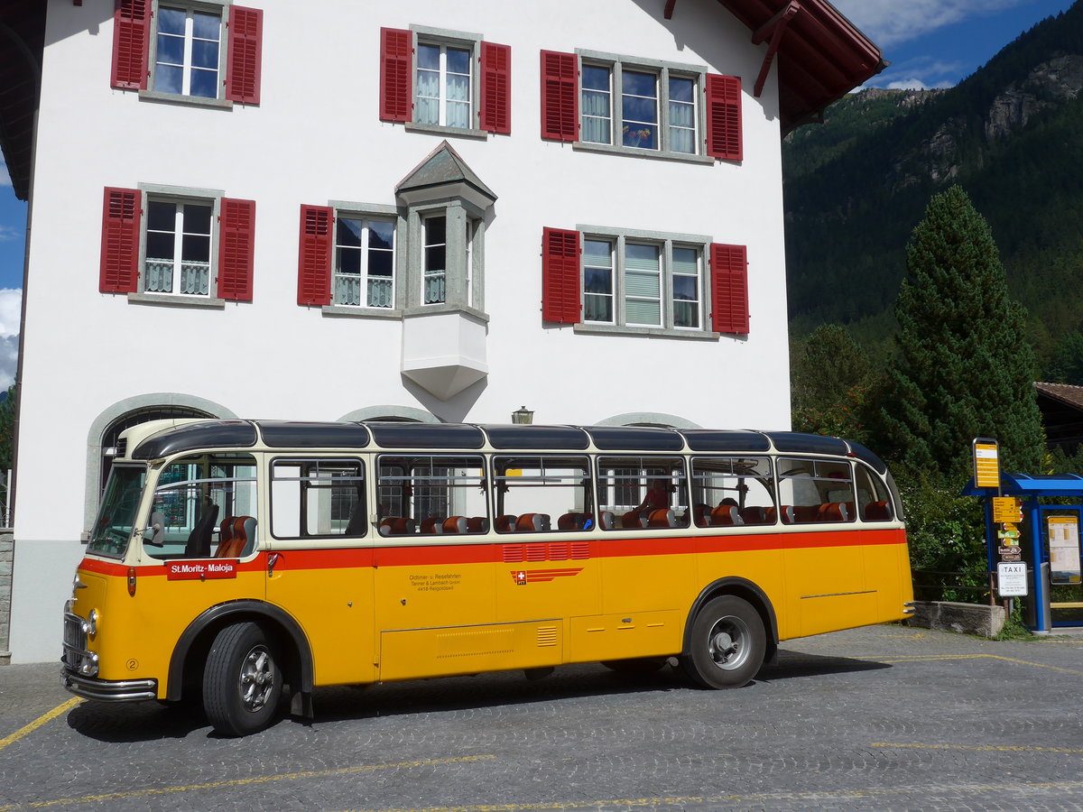 (174'235) - Tanner&Lambach, Reigoldswil - Nr. 2/BL 24'059 - FBW/R&J (ex Hunziker, Rschlikon; ex P 24'059) am 21. August 2016 in Andeer, Posta