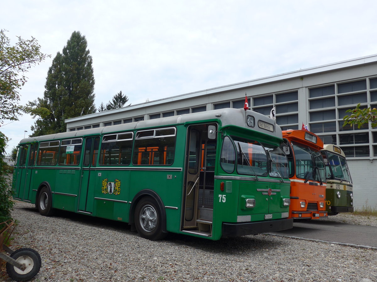 (174'498) - BVB Basel (RWB) - Nr. 75/BE 530'697 - FBW/FHS am 4. September 2016 in Aarberg, Halle TVB