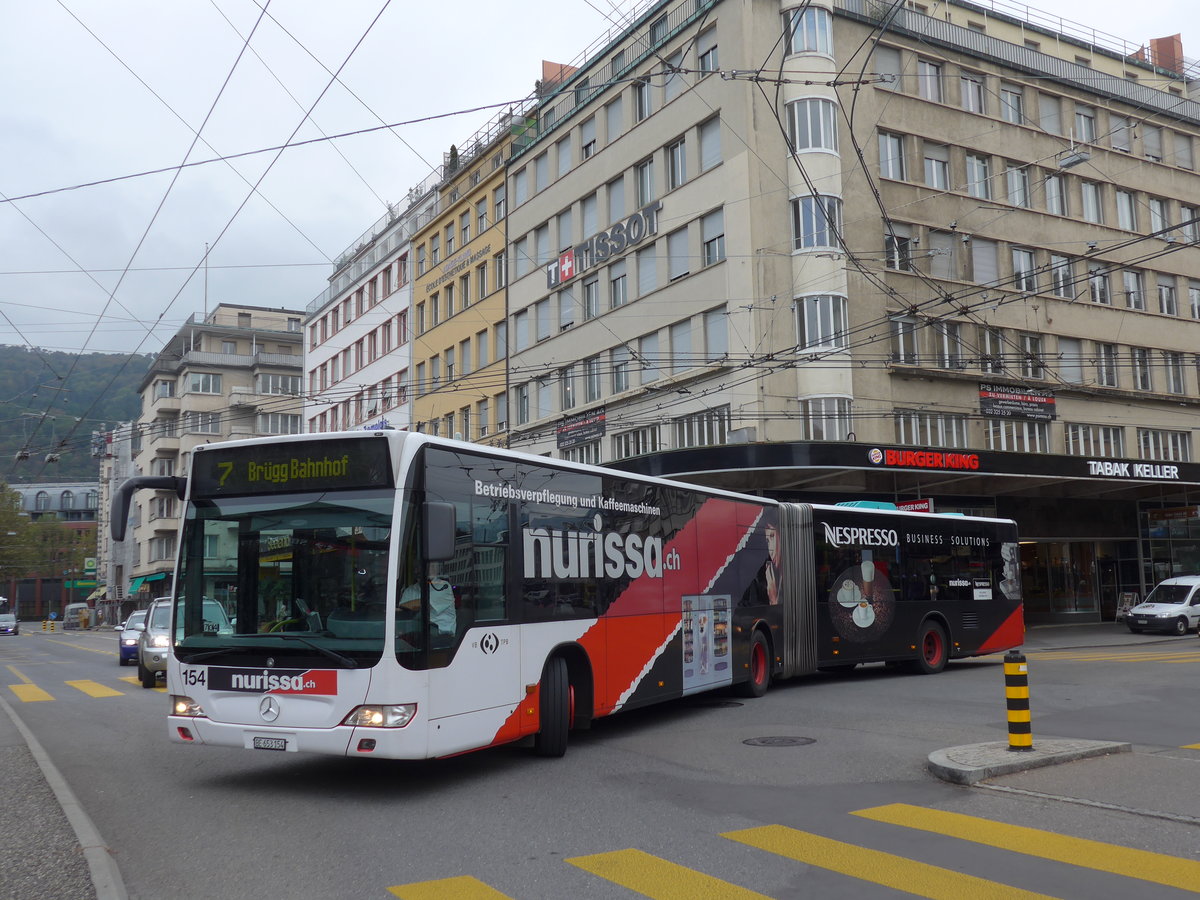 (175'451) - VB Biel - Nr. 154/BE 653'154 - Mercedes am 7. Oktober 2016 beim Bahnhof Biel