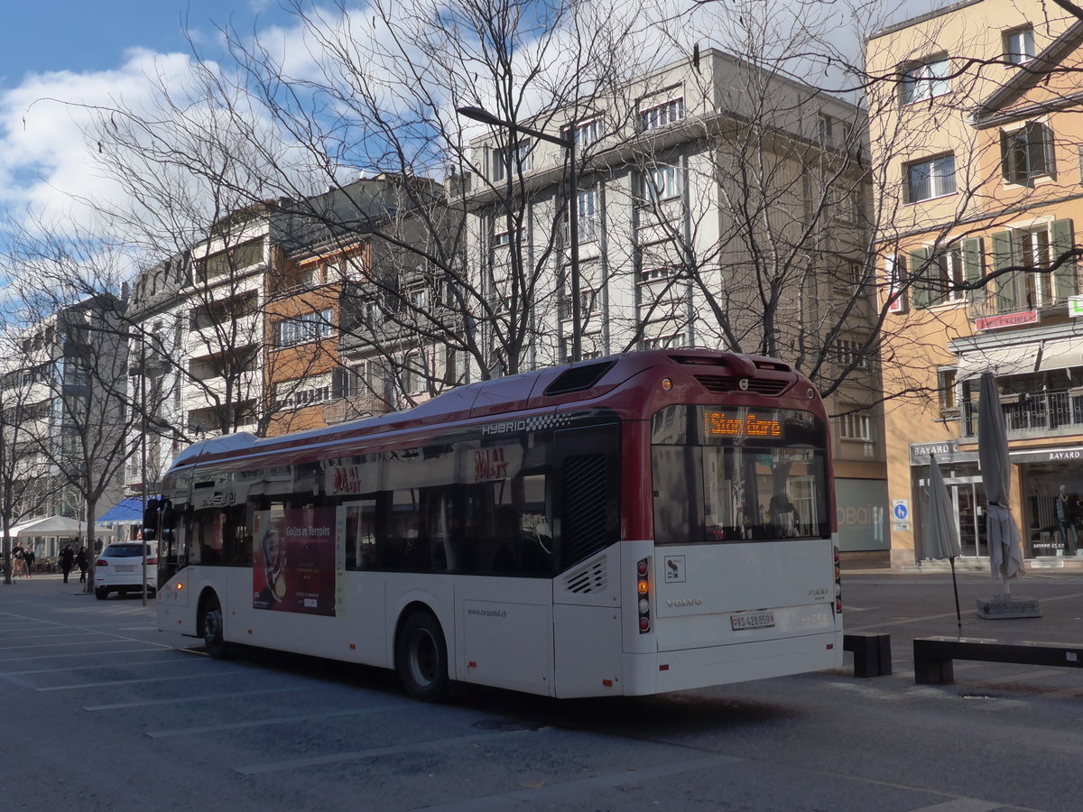 (176'601) - PostAuto Wallis - Nr. 75/VS 428'859 - Volvo am 12. November 2016 in Sion, Place du Midi