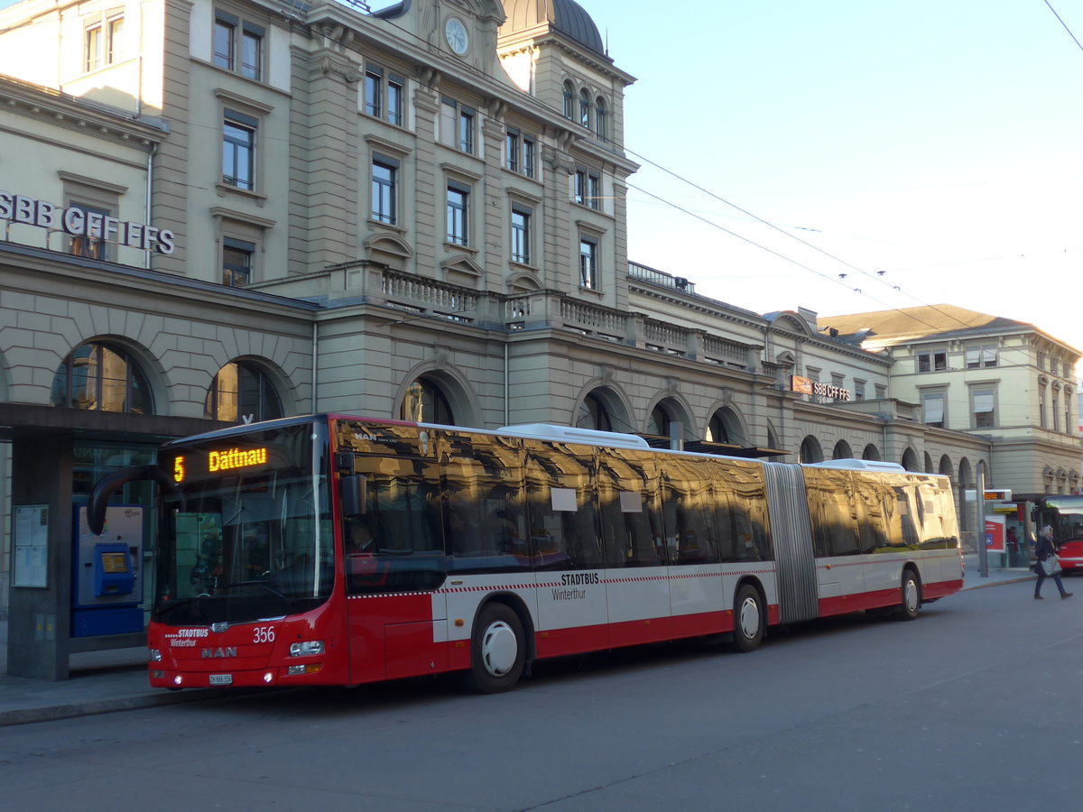 (176'813) - SW Winterthur - Nr. 356/ZH 886'356 - MAN am 28. November 2016 beim Hauptbahnhof Winterthur