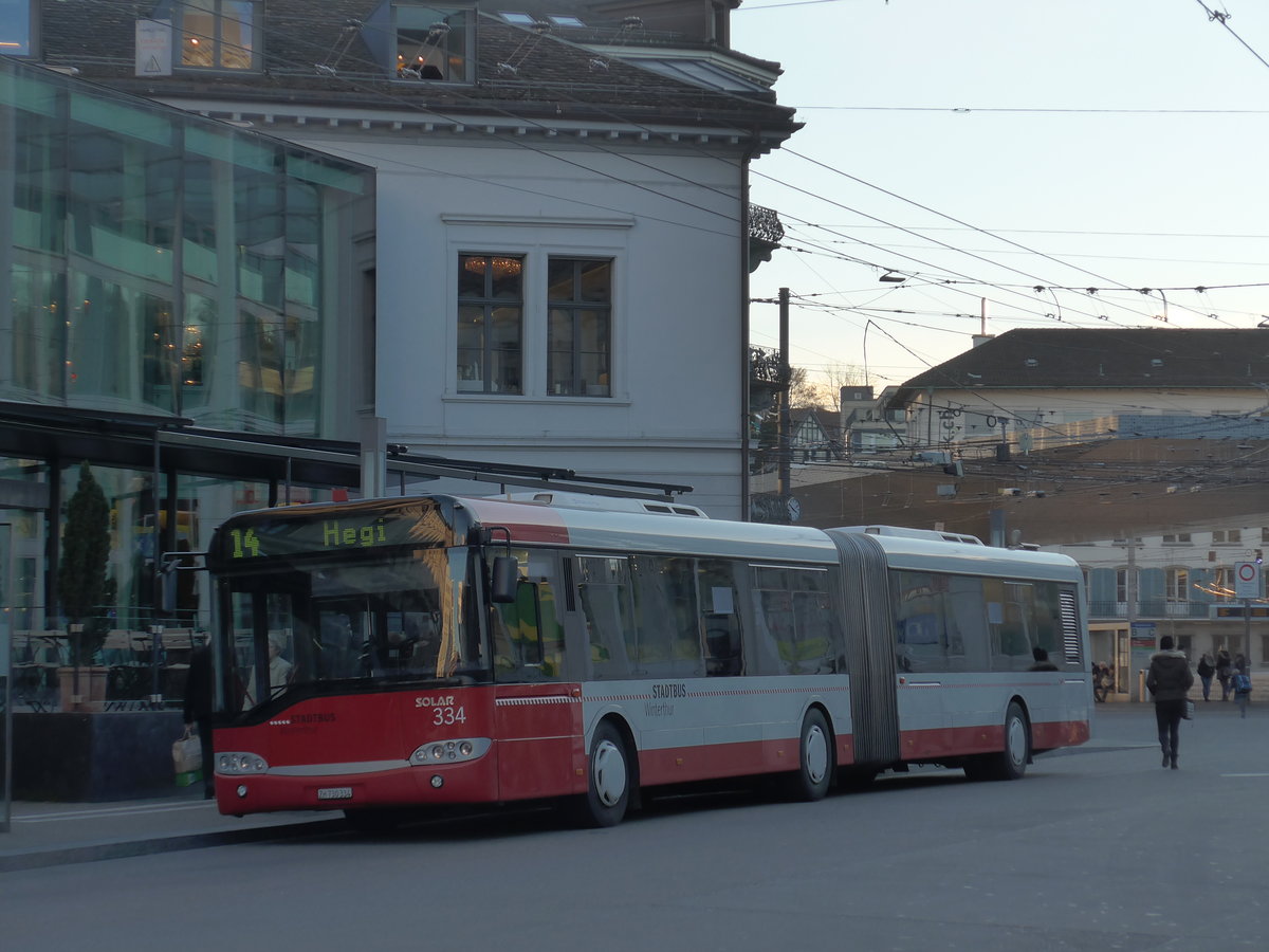 (176'820) - SW Winterthur - Nr. 334/ZH 730'334 - Solaris am 28. November 2016 beim Hauptbahnhof Winterthur