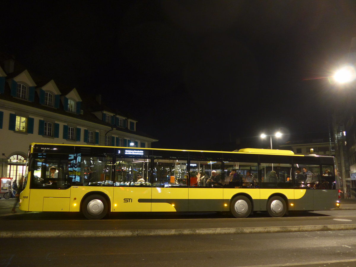 (177'214) - STI Thun - Nr. 188/BE 804'188 - MAN am 14. Dezember 2016 beim Bahnhof Thun