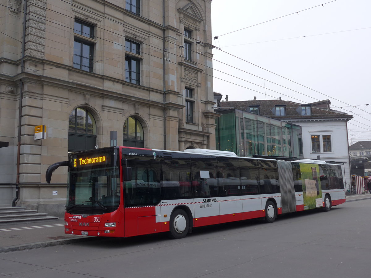 (178'444) - SW Winterthur - Nr. 351/ZH 886'351 - MAN am 10. Februar 2017 beim Hauptbahnhof Winterthur