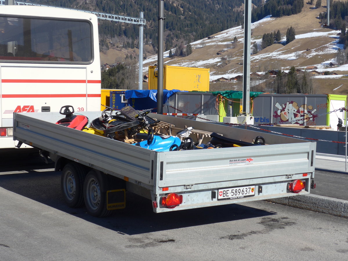 (178'657) - AFA Adelboden - Nr. 66/BE 589'637 - Humbaur Gepckanhnger am 19. Februar 2017 beim Bahnhof Zweisimmen