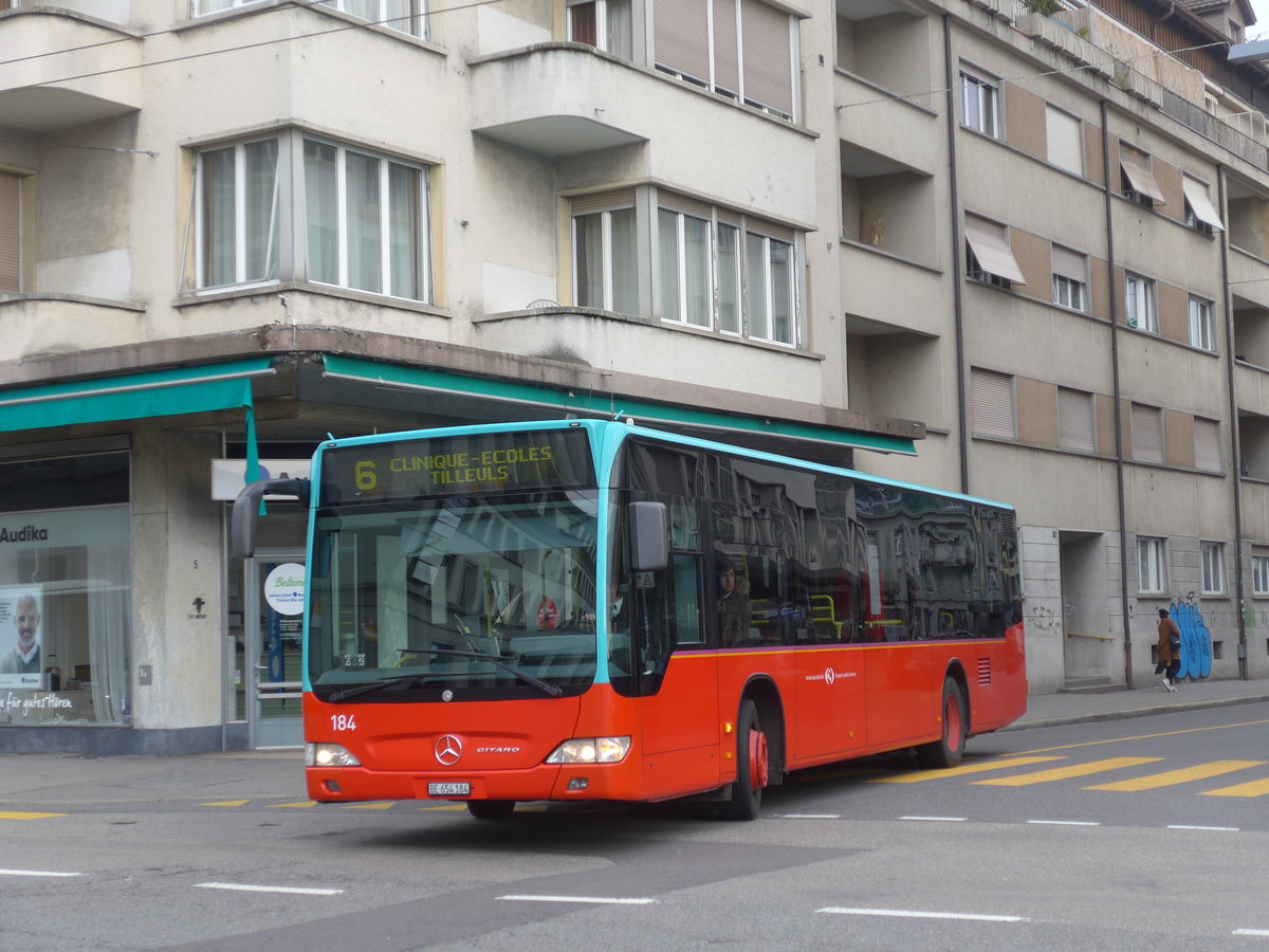 (178'775) - VB Biel - Nr. 184/BE 654'184 - Mercedes am 4. Mrz 2017 beim Bahnhof Biel