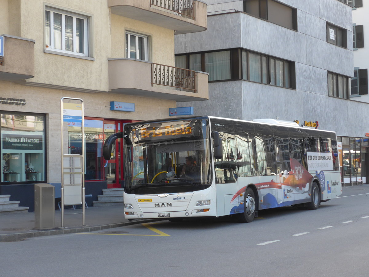 (178'977) - PostAuto Wallis - VS 449'117 - MAN am 12. Mrz 2017 beim Bahnhof Brig