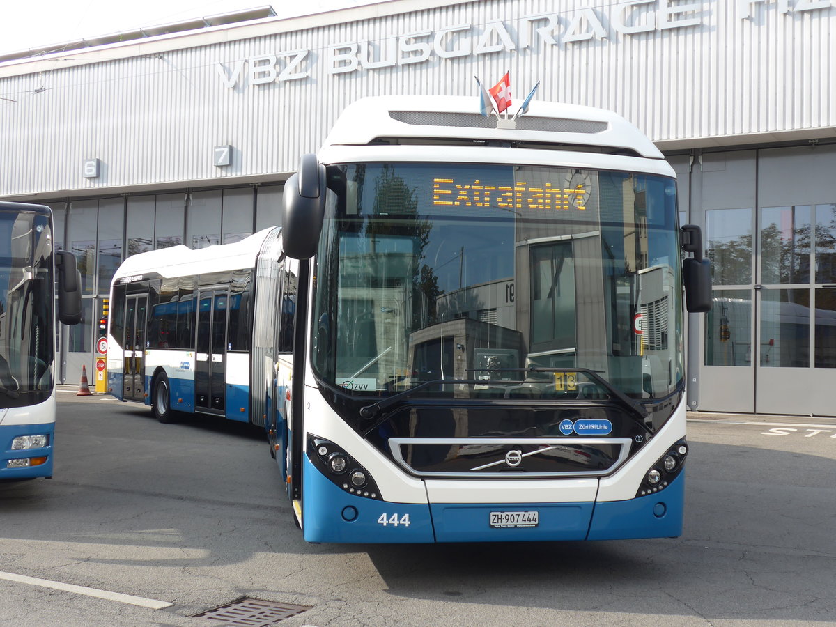 (183'657) - VBZ Zrich - Nr. 444/ZH 907'444 - Volvo am 20. August 2017 in Zrich, Garage Hardau