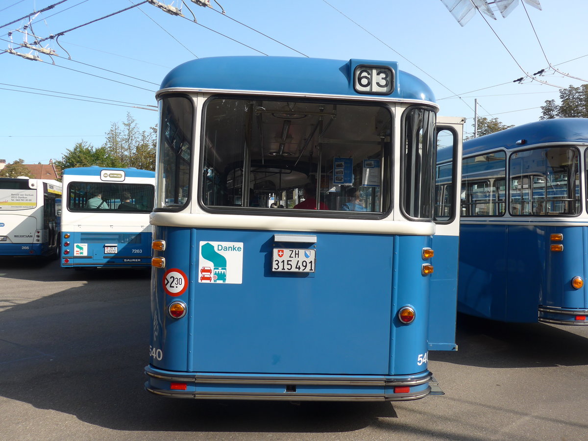 (183'698) - VBZ Zrich (TMZ) - Nr. 540/ZH 315'491 - Saurer/Saurer (ex Nr. 7540; ex Nr. 540) am 20. August 2017 in Zrich, Garage Hardau