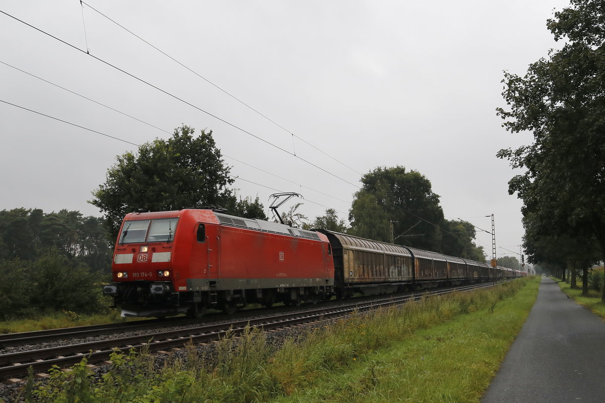 185 174-0 mit einem G�terzug am 11. August 20117 bei D�rverden.