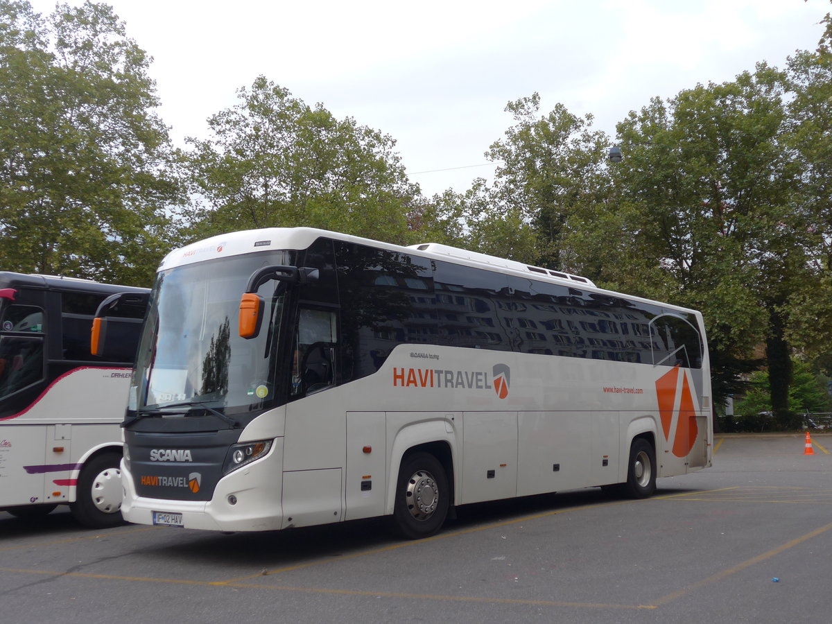 (185'070) - Aus Rumnien: Havi Travel, Tirgu-Mures - Nr. 395/IF 02 HAV - Scania/Higer am 16. September 2017 in Zrich, Sihlquai