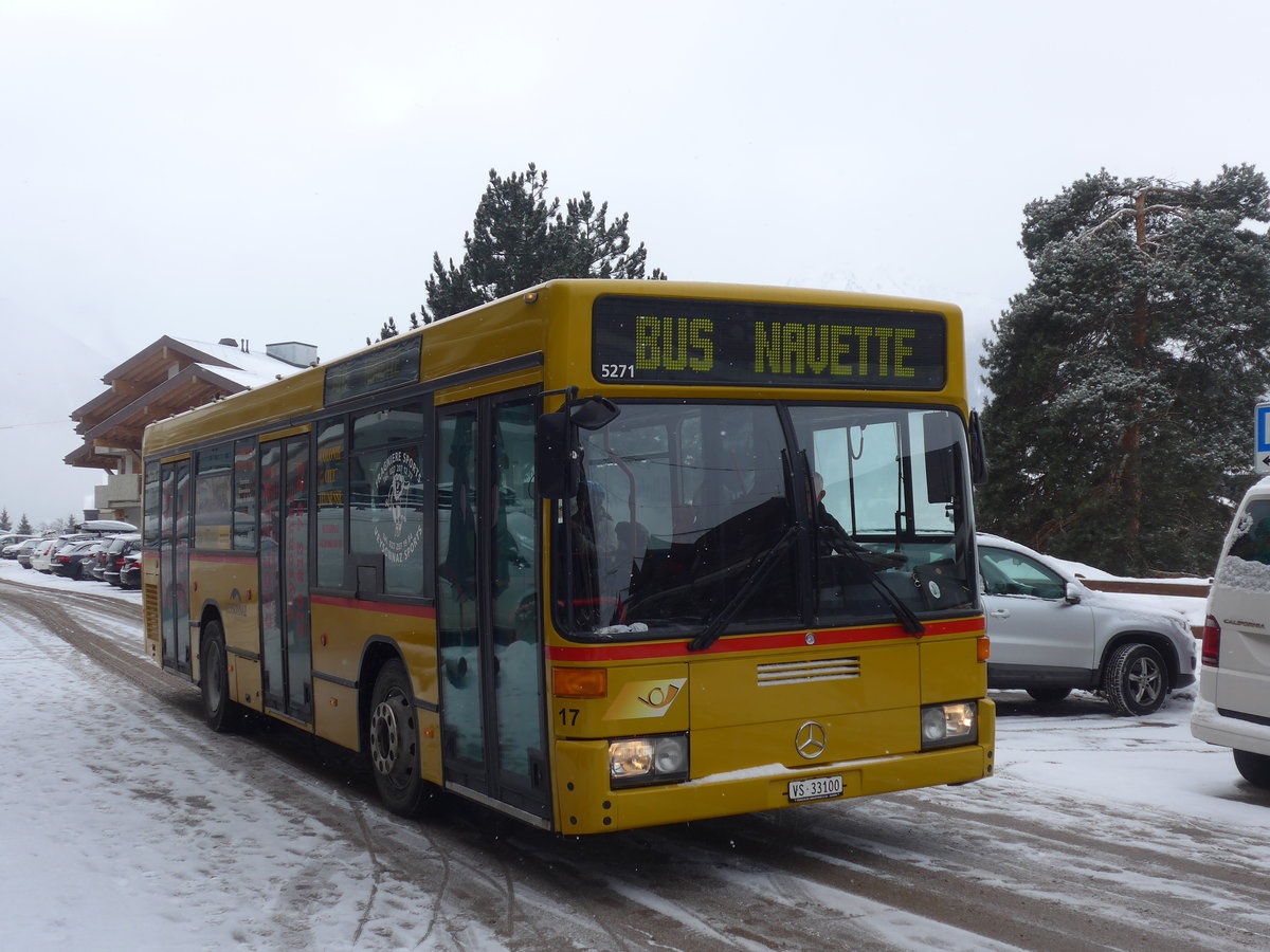 (188'379) - PostAuto Wallis - Nr. 17/VS 33'100 - Mercedes (ex Theytaz, Sion; ex AAGL Liestal Nr. 57) am 11. Februar 2018 in Veysonnaz